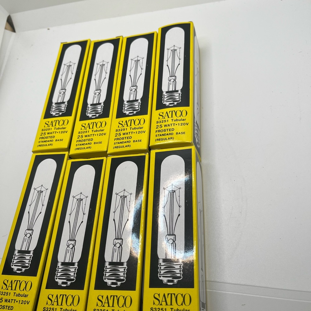 Satco 25watt S3251 tubular frosted 8ct new in boxes